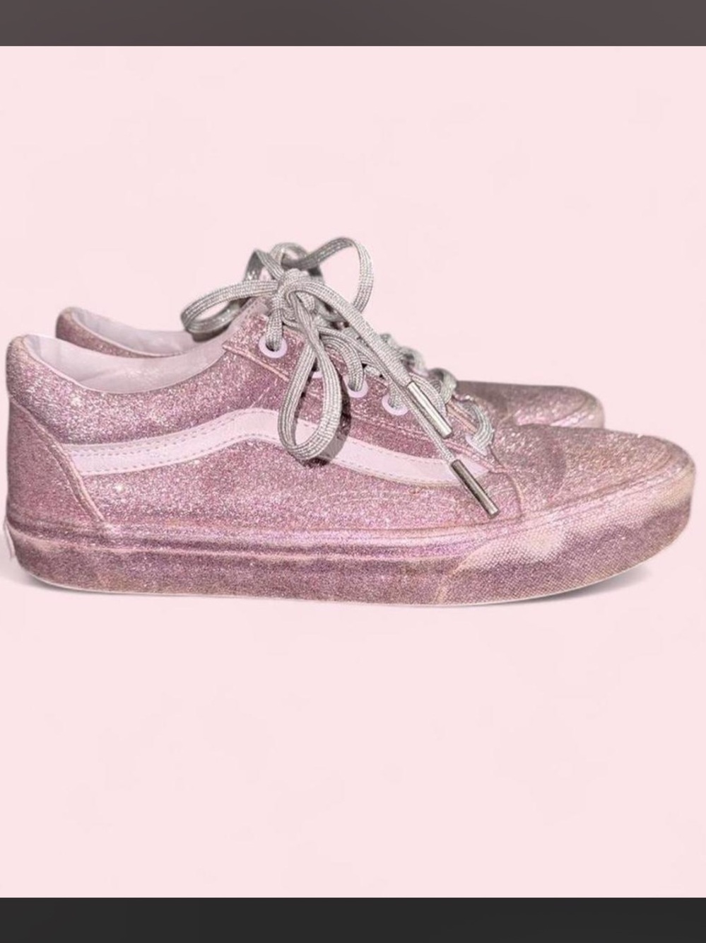 Limited Edition Vans Pink Glitter Low-Top Athletic Sneakers